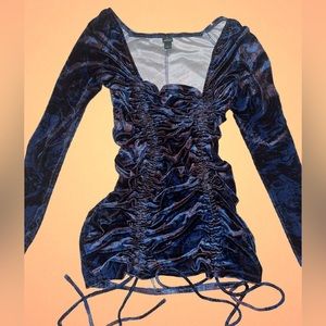 Wild fable blue marble velvet mini dress